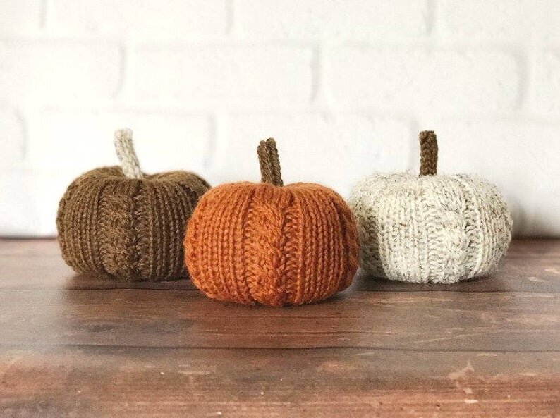 Cabled Knit Pumpkins, Sweater Pumpkin, Fall Decor, Thanksgiving Decor, Pumpkin Decor.jpg