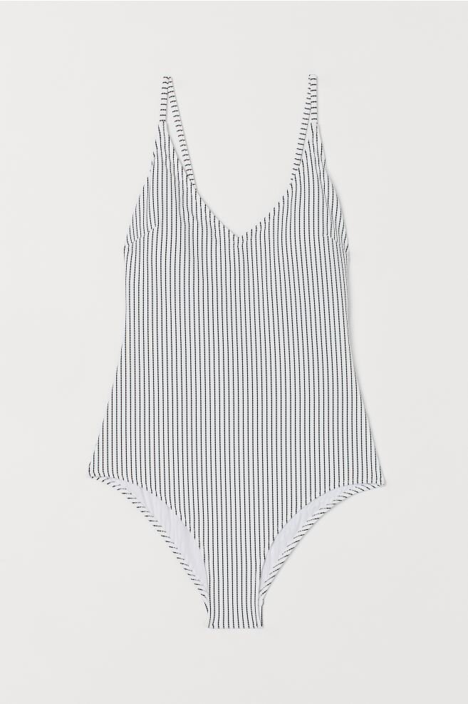 Women's V-neck Striped Swimsuit.jpg