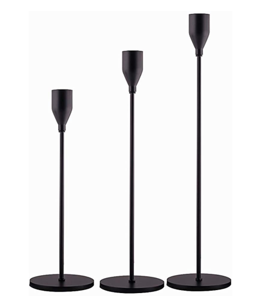 SUJUN Matte Black Candle Holders Set of 3 for Taper Candles, Decorative Candlestick Holder for Wedding, Dinning, Party, Fits 3:4 inch Thick Candle&Led Candles (Metal Candle Stand).png
