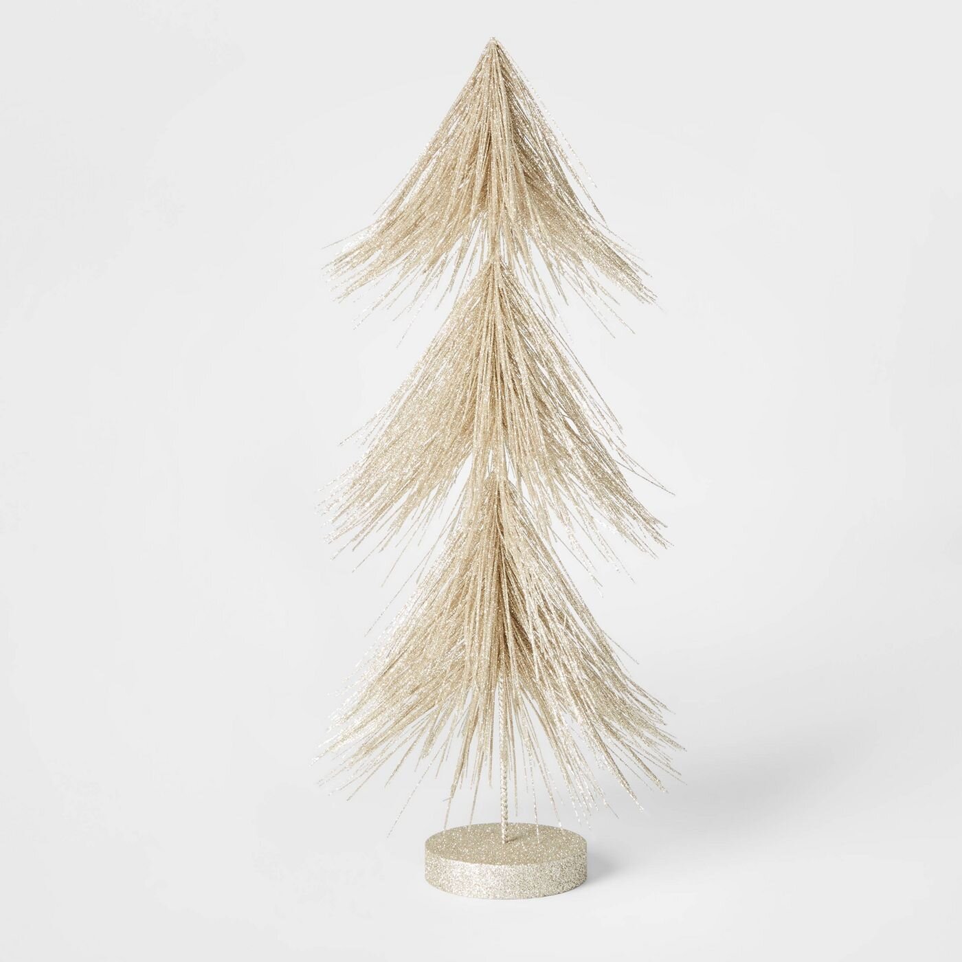 18in Unlit Tinsel Christmas Tree Decorative Figurine Champagne.jpg