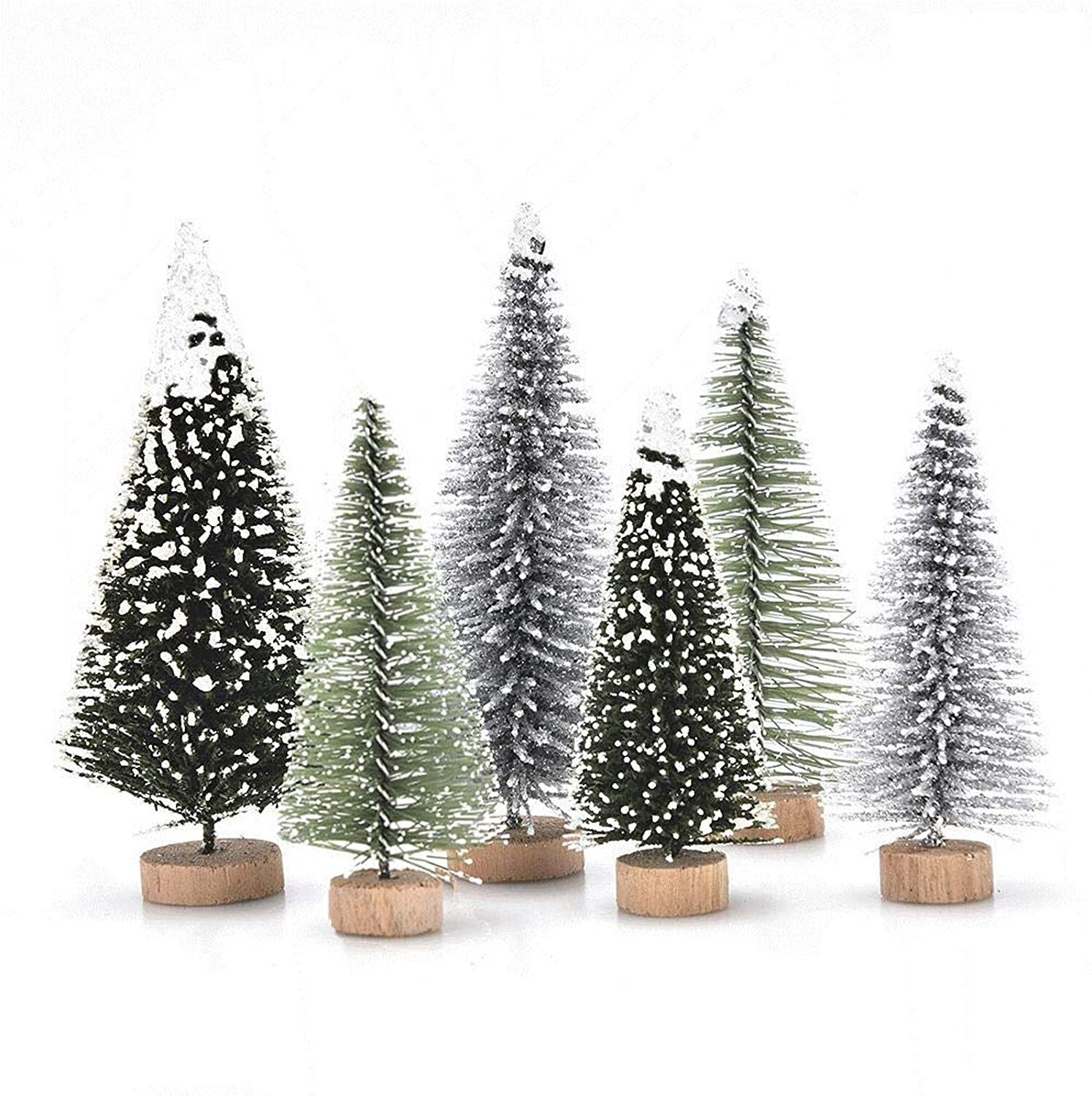 Miniature Pine Trees Sisal Trees with Wood Base Christmas Tree Set Tabletop Trees.jpg