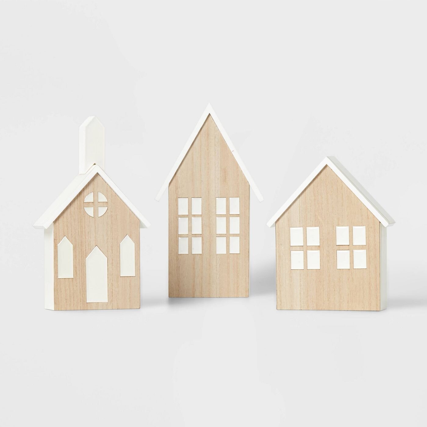 Wood & Enamel Tall House Decorative Figurine White.jpg