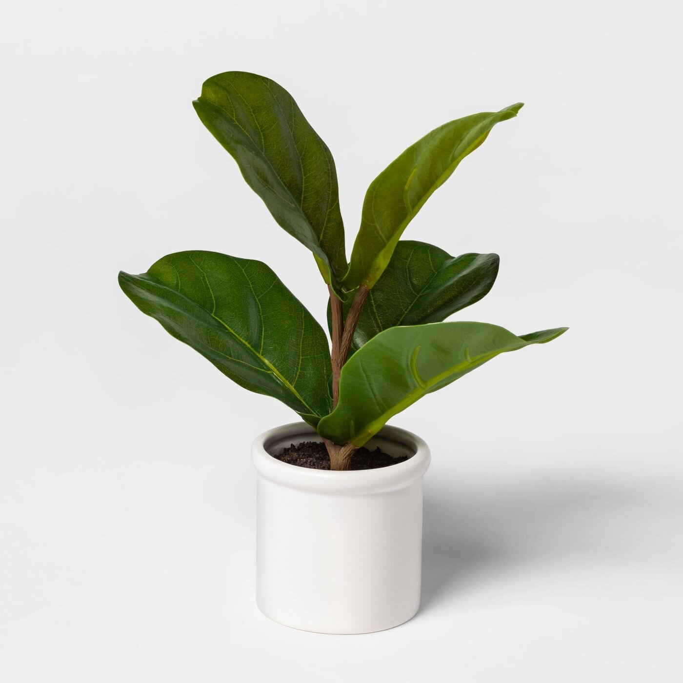 10" x 8" Artificial Fiddle-Leaf Fig In Ceramic Pot White - Threshold™