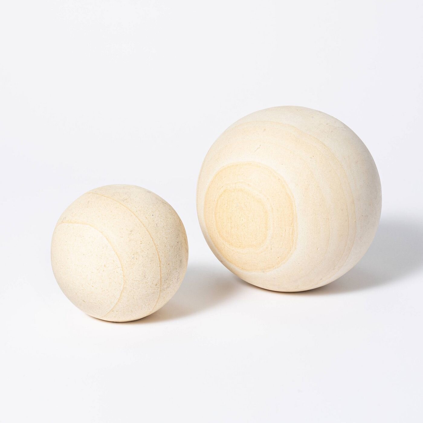 4" Decorative Stone Wood Ball Natural - Threshold™ designed with Studio McGee
