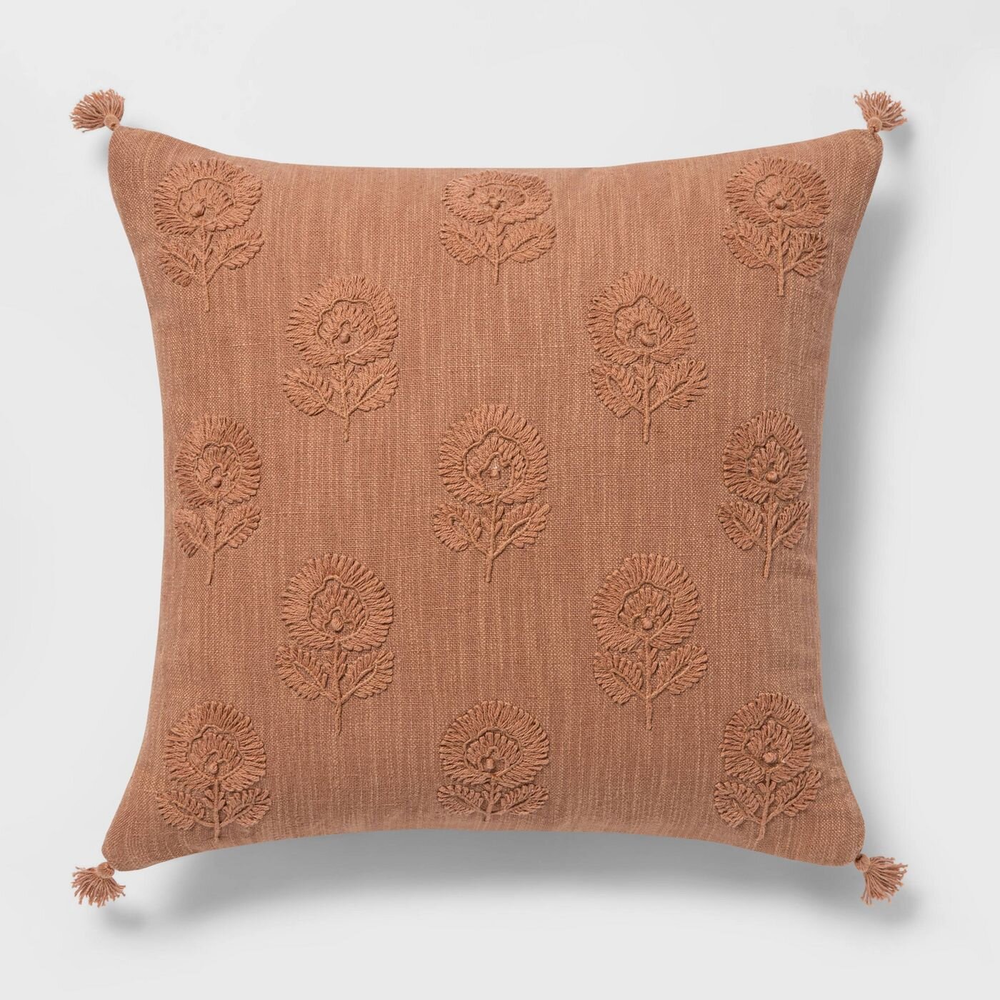Embroidered Floral Throw Pillow with Tassels - Threshold™