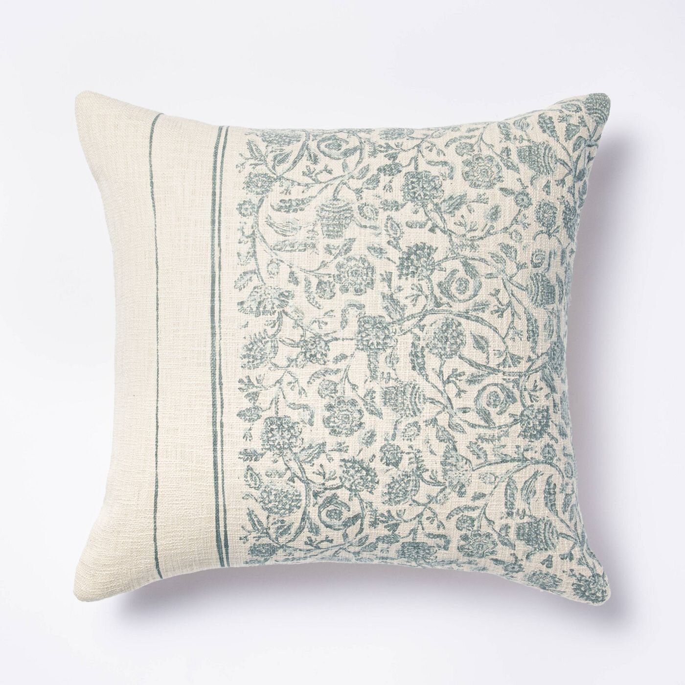Floral Striped Throw Pillow Blue/Cream - Threshold™ designed with Studio McGee