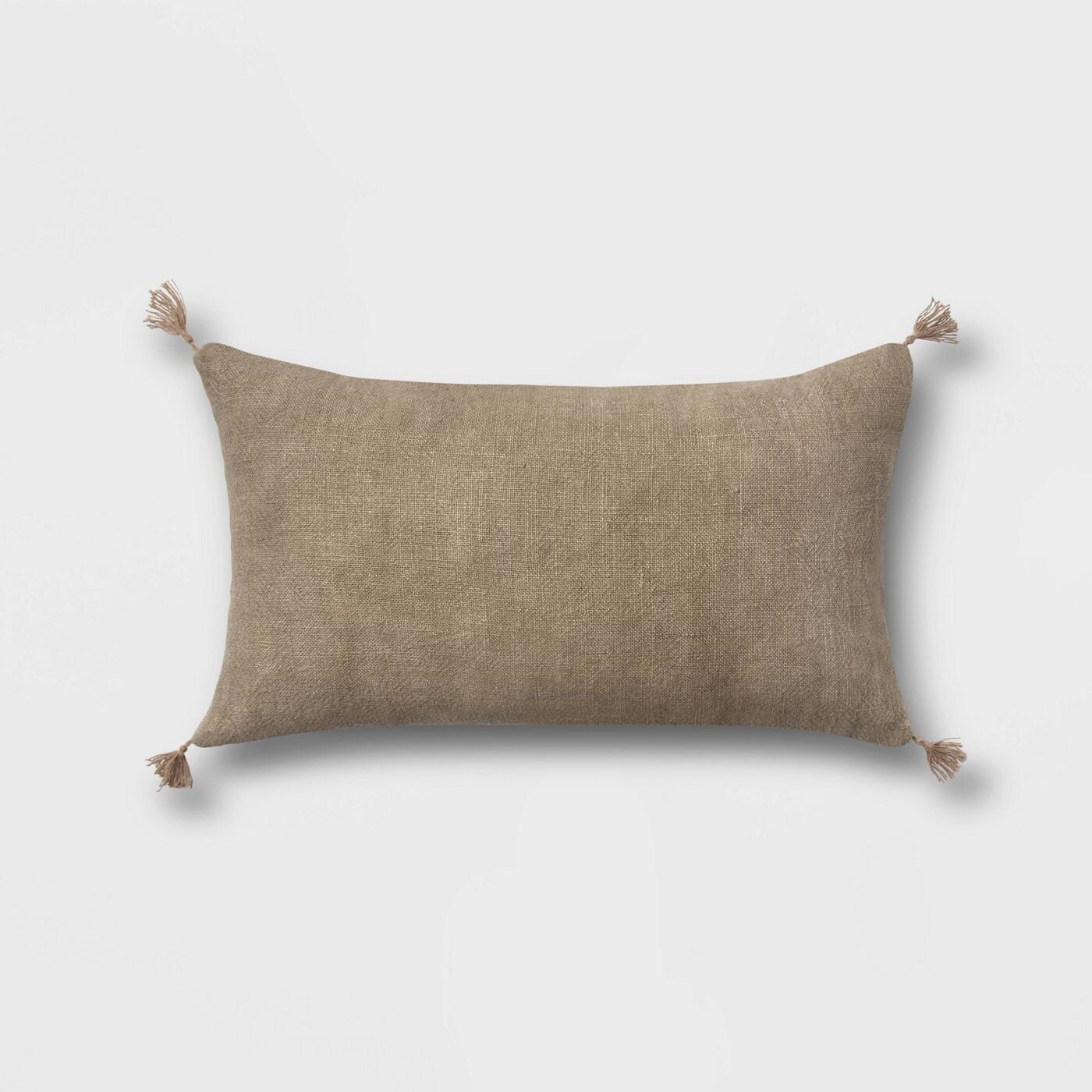 Washed Linen Lumbar Throw Pillow with Tassels - Threshold™
