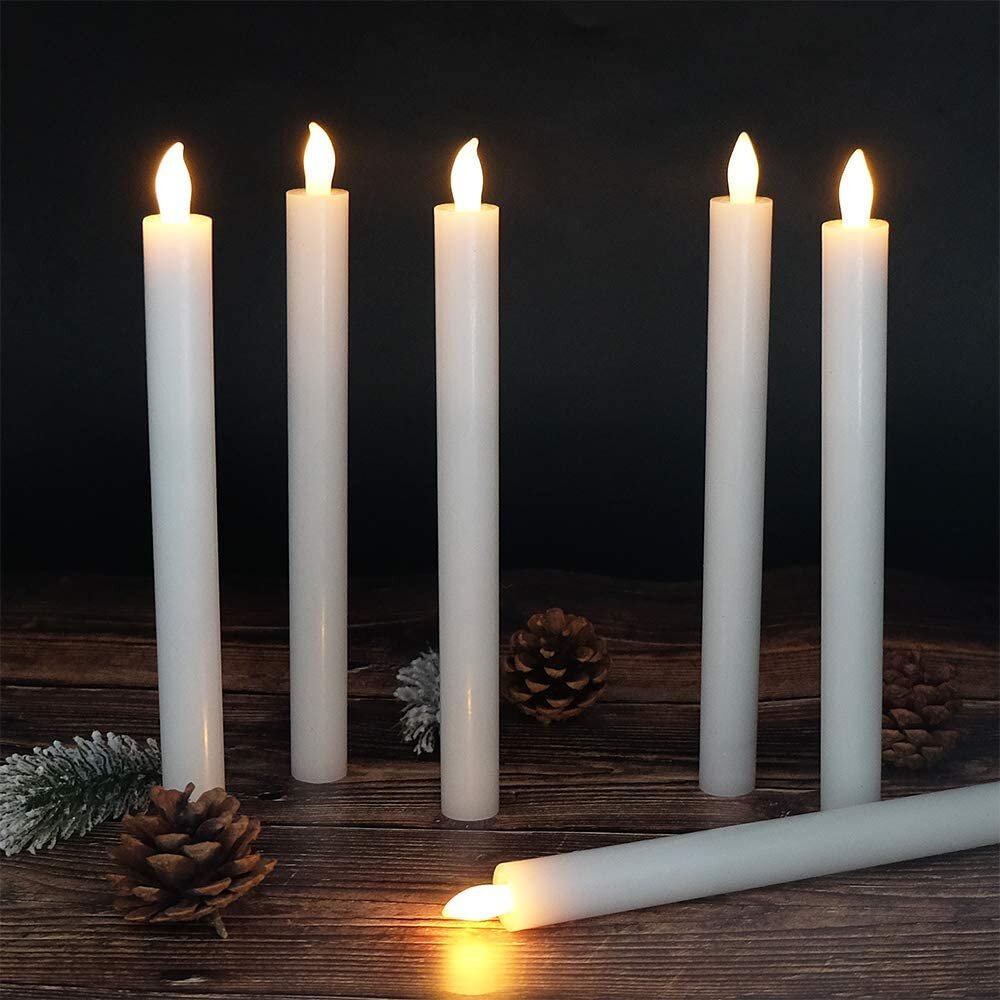 Flickering Flameless LED Taper Candles Battery Operated