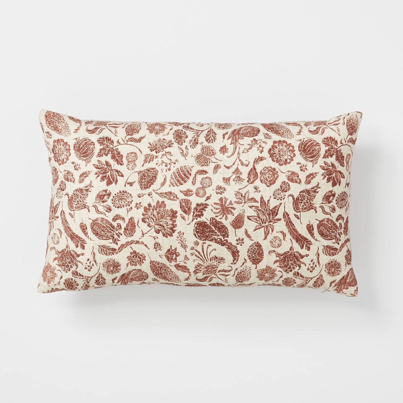 Floral Printed Throw Pillow Rust/Cream