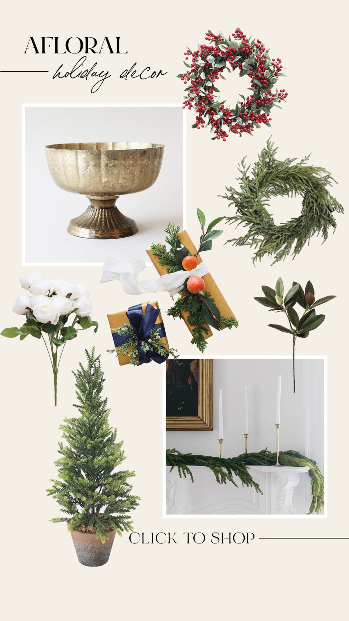 Floral Holiday Wreaths, Garland & Stems
